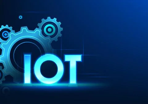 Internet of Things technology IoT placed in front of the gear It means prov.. Иллюстрация