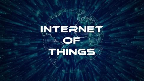 Internet of things text concept on si-fi particles background. Dot particle.. Stock Illustration
