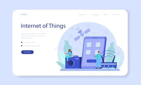 Internet of things web banner or landing page. Idea of cloud, technology Stock Illustration