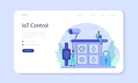 Internet of things web banner or landing page. Idea of cloud, technology Stock Illustration