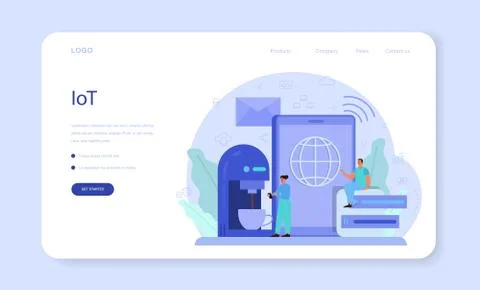 Internet of things web banner or landing page. Idea of cloud, technology Illustrazione stock