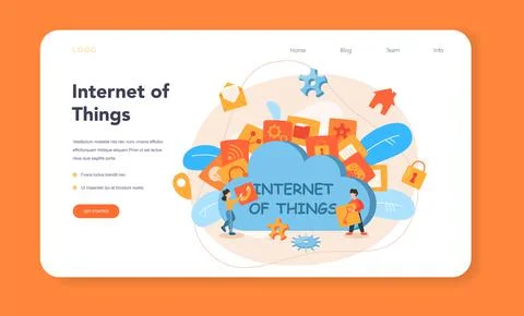 Internet of things web banner or landing page. Idea of cloud Stock Illustration