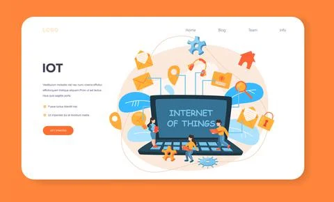 Internet of things web banner or landing page. Idea of cloud Stock Illustration