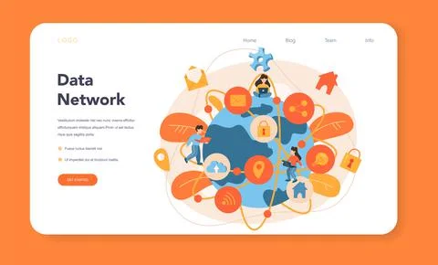 Internet of things web banner or landing page. Idea of cloud Stock Illustration