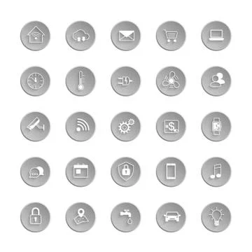 Internet of things web icon set. Automation system smart house or smart city. Illustrazione stock