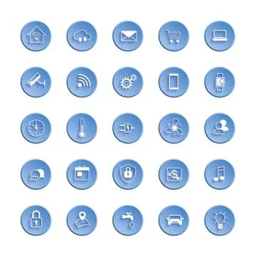 Internet of things web icon set. Icon set of automation system and smart home Stock Illustration