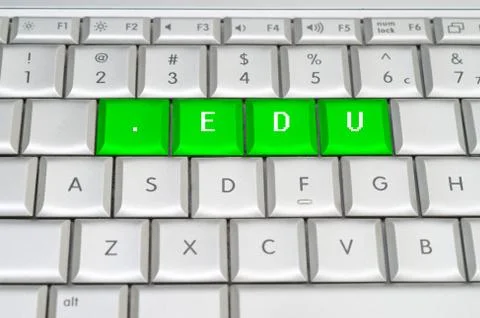 Internet top level domain .edu spelled on metallic keyboard Illustration