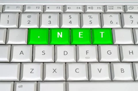 Internet top level domain .net spelled on metallic keyboard Stock-Illustration