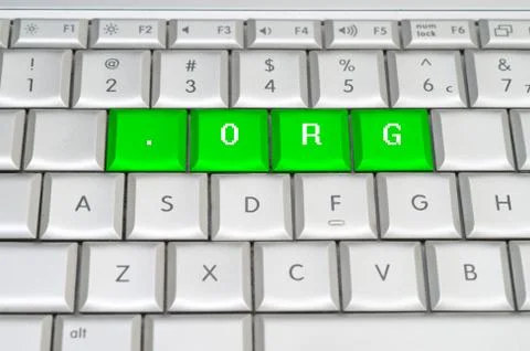 Internet top level domain .org spelled on metallic keyboard Illustration