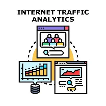 Internet traffic analytics concept connecting user data analysis Stock Illustration