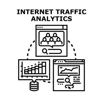 Internet traffic analytics concept connecting user data analysis Stock Illustration