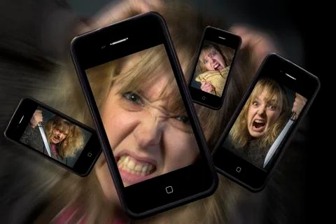 Internet Troll - Angry Phone Calls Stock Photos