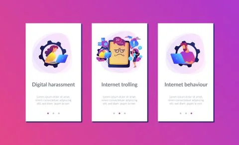 Internet trolling app interface template. Stock Illustration