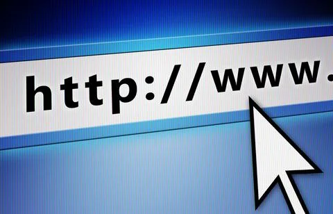 Internet URL Bar with HTTP Website and Cursor on Screen Stock Photos