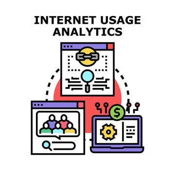 Internet usage analytics visualizing data processing strategies Stock Illustration