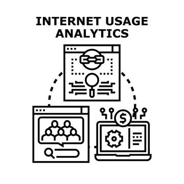 Internet usage analytics visualizing data processing strategies Stock Illustration