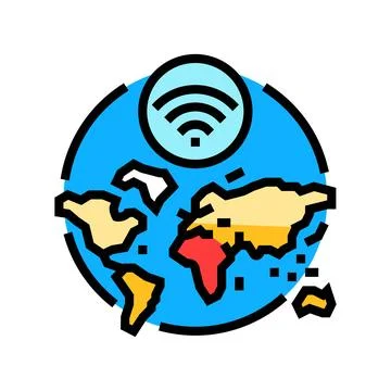 Internet usage density map color icon vector illustration Stock Illustration