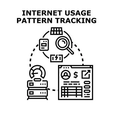 Internet usage pattern tracking and data analysis Stock Illustration