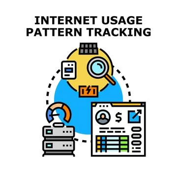 Internet usage pattern tracking and data analysis Stockillustratie
