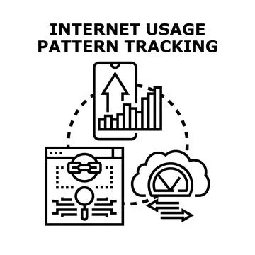 Internet usage pattern tracking and data analysis Stock Illustration