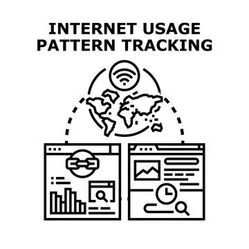 Internet usage pattern tracking global data analytics Stock Illustration