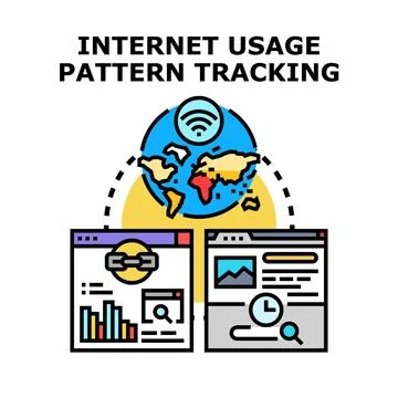 Internet usage pattern tracking global data analytics Stock Illustration