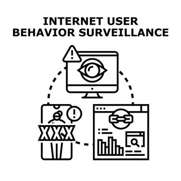 Internet user behavior surveillance and data privacy concept Stock Illustration