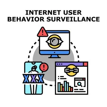 Internet user behavior surveillance and data privacy concept イラスト素材