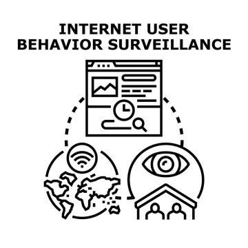 Internet user behavior surveillance tracking online data Stock Illustration
