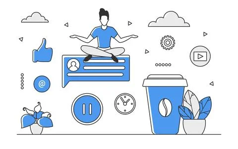 Internet user spending time on social media apps Stock Illustration