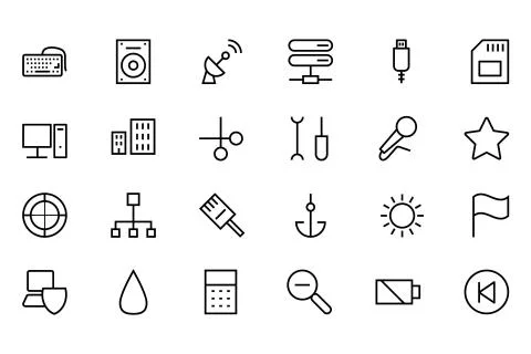 Internet Vector Line Icons Set Stock Illustration