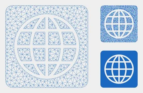 Internet Vector Mesh Wire Frame Model and Triangle Mosaic Icon イラスト素材