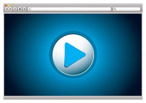 Internet video browser Web internet computer browser with video play butto... Stock Photos