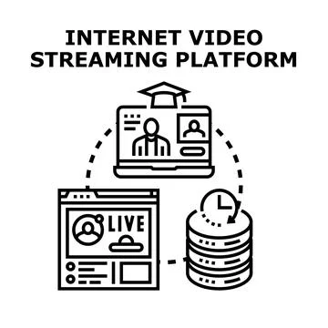 Internet video streaming platform for online education content Stock Illustration