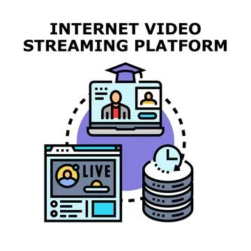 Internet video streaming platform for online education content Stock Illustration