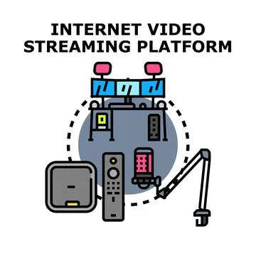 Internet video streaming platform setup concept Stock Illustration