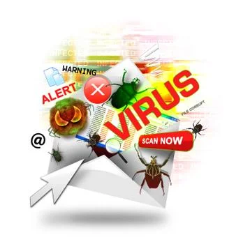 Internet virus email on white Stock Illustration