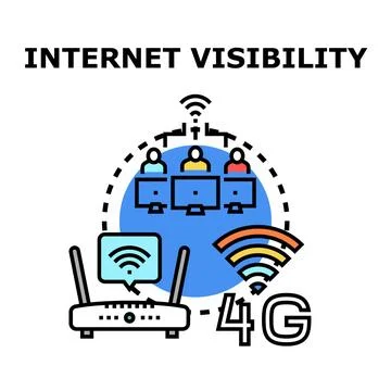 Internet visibility concept with wireless connectivity and users Stock Illustration