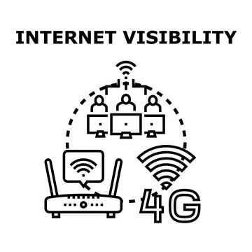 Internet visibility concept with wireless connectivity and users Stock Illustration