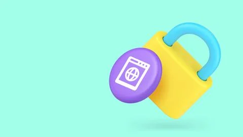 Internet VPN lock security cyberspace privacy protection 3d icon banner cop.. Stock Illustration