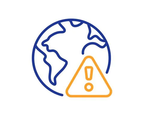 Internet warning line icon. Attention triangle sign. Vector Stock Illustration