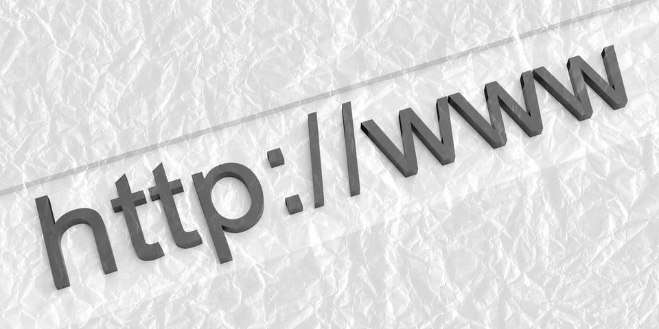 Internet web address http www in search bar of browser. crumpled paper textur Stock-Illustration