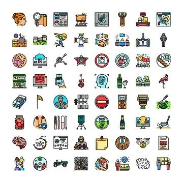 Internet web colorful science technology communication icons イラスト素材