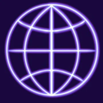 Internet web glowing desktop icon, globe neon sticker, neon figure, glowing Stock Illustration