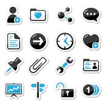 Internet, web icons as labels Stock Illustration
