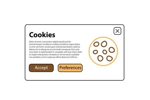 Internet web pop up for cookie policy notification. Website uses cookies banner Stock Illustration