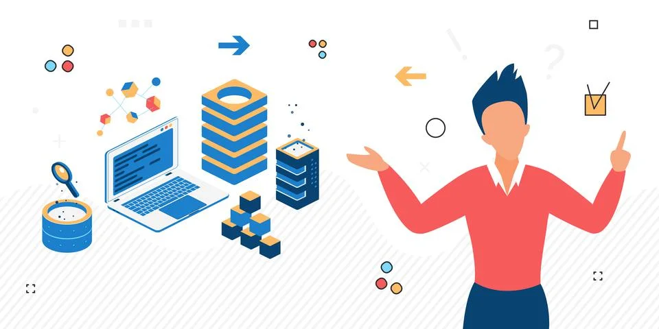 Internet web research based on online information resources Stock Illustration