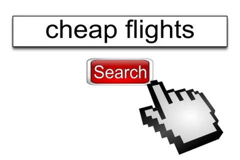 Internet web search engine cheap flights - 3D illustration Stock Illustration