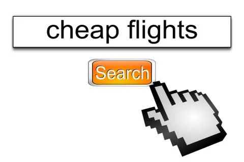 Internet web search engine cheap flights - 3D illustration Stock Illustration