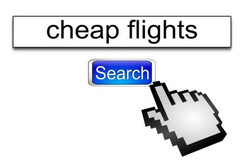 Internet web search engine cheap flights - 3D illustration Stock Illustration